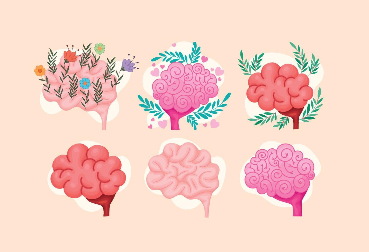 colored brains set vector