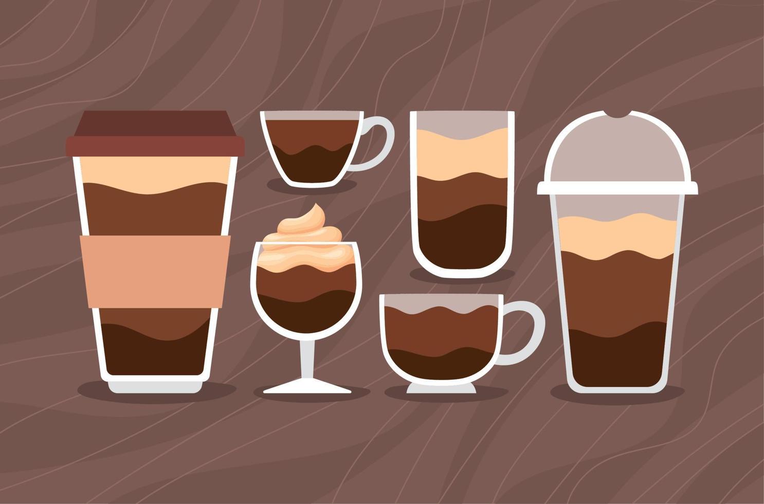 coffee glasses set vector