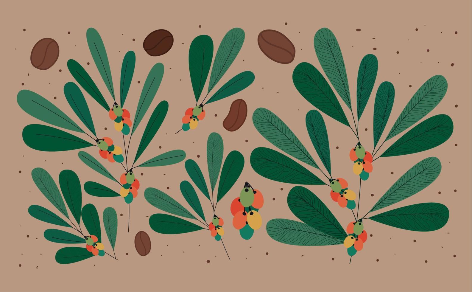 coffee trees and beans vector