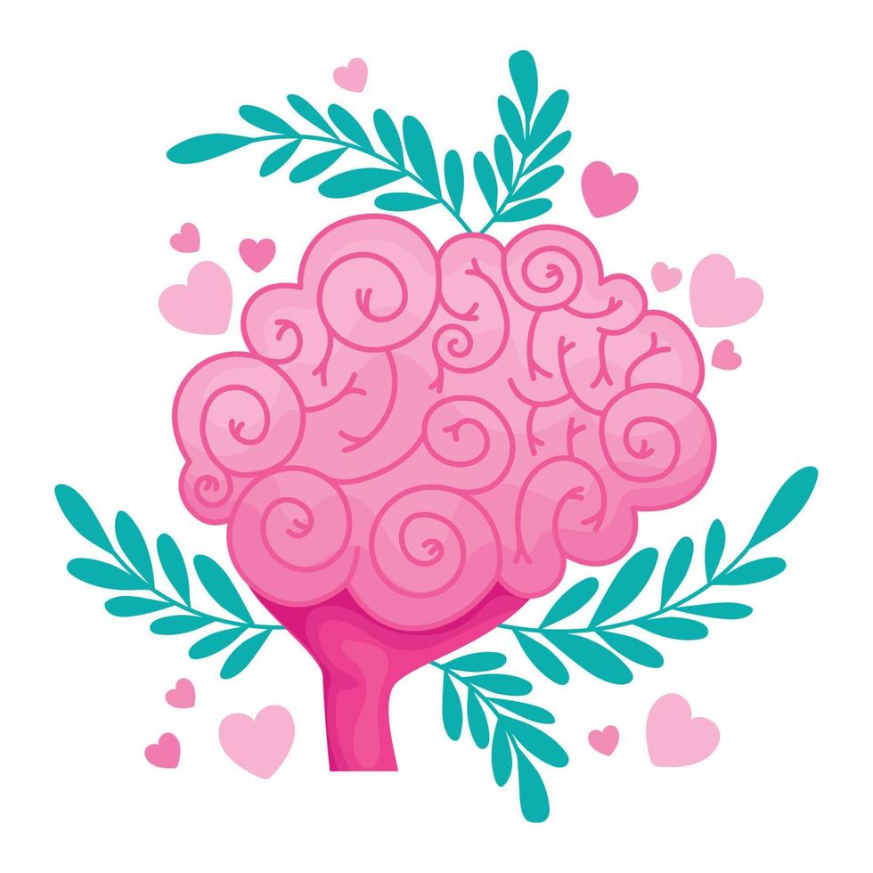 brain with plants vector