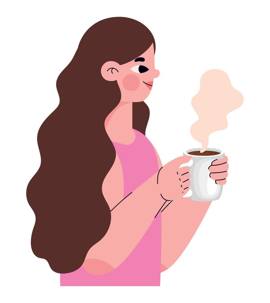 woman with coffee vector