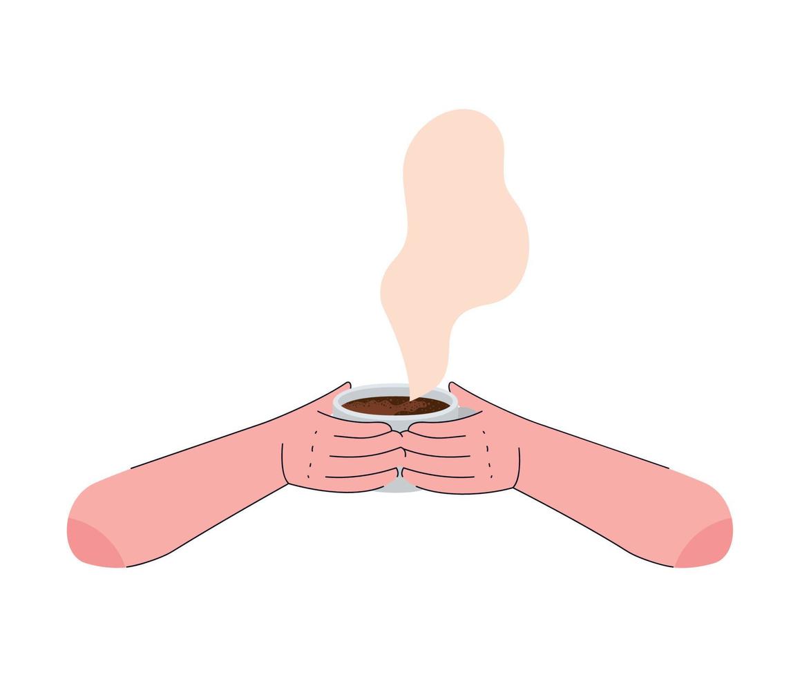 hands holding a coffee cup vector