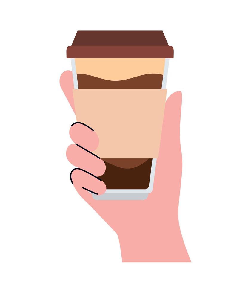 hand holding a coffee takeaway vector