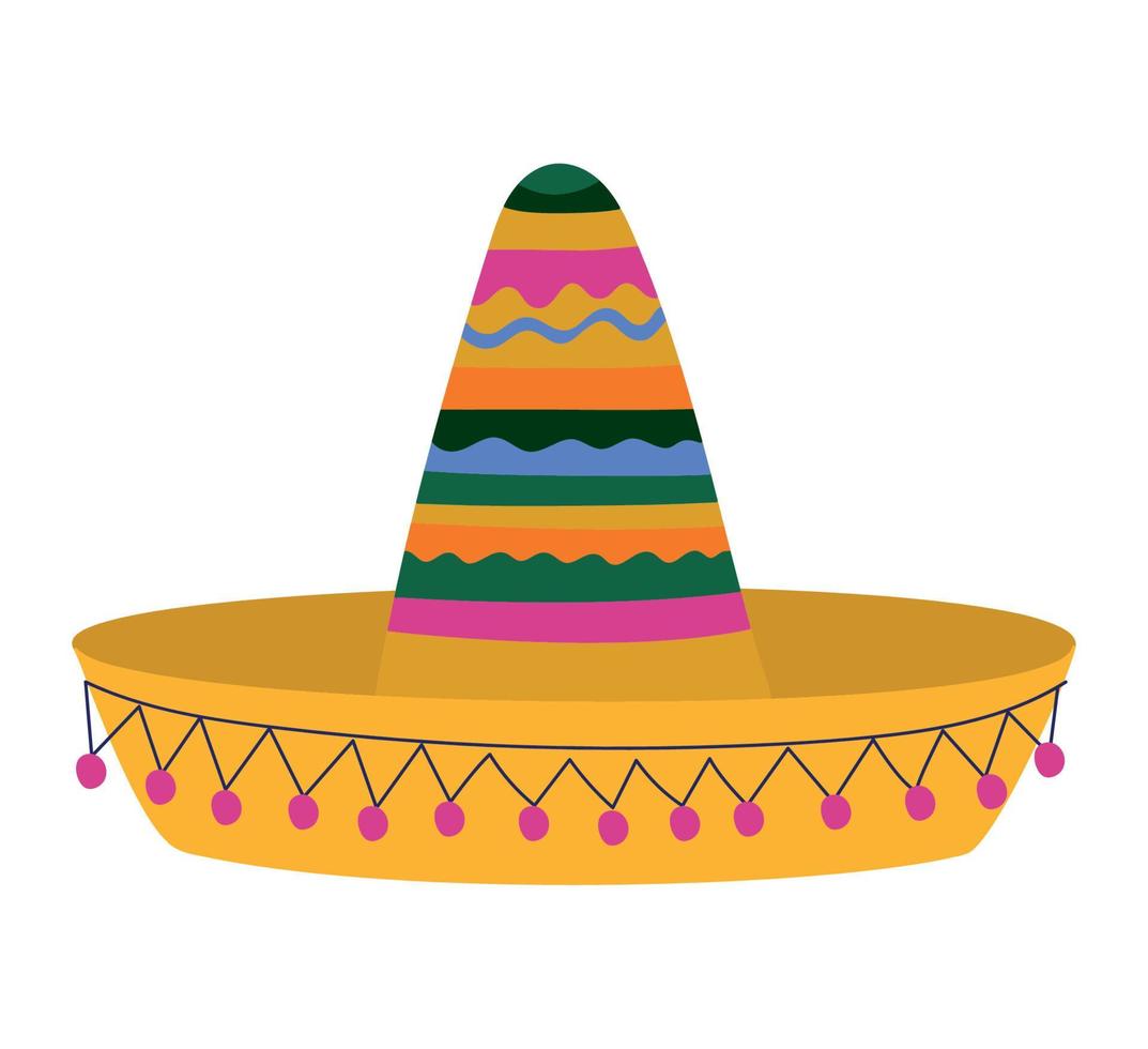 Paja sombrero mexicano vector