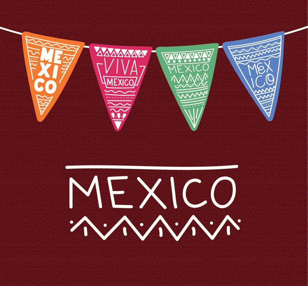 mexico poster with garlands vector
