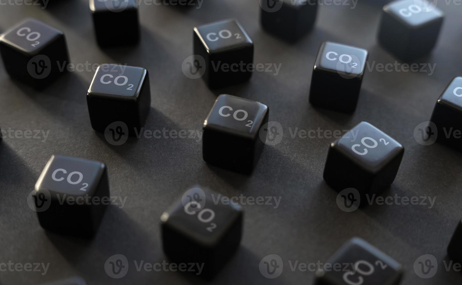 Cubes of CO2. Visualization in tons cubic volumes. Decarbonization. Industry produce greenhouse gases, dust and pollution. Emission reduction. Negative impact on environment. Climate change. photo