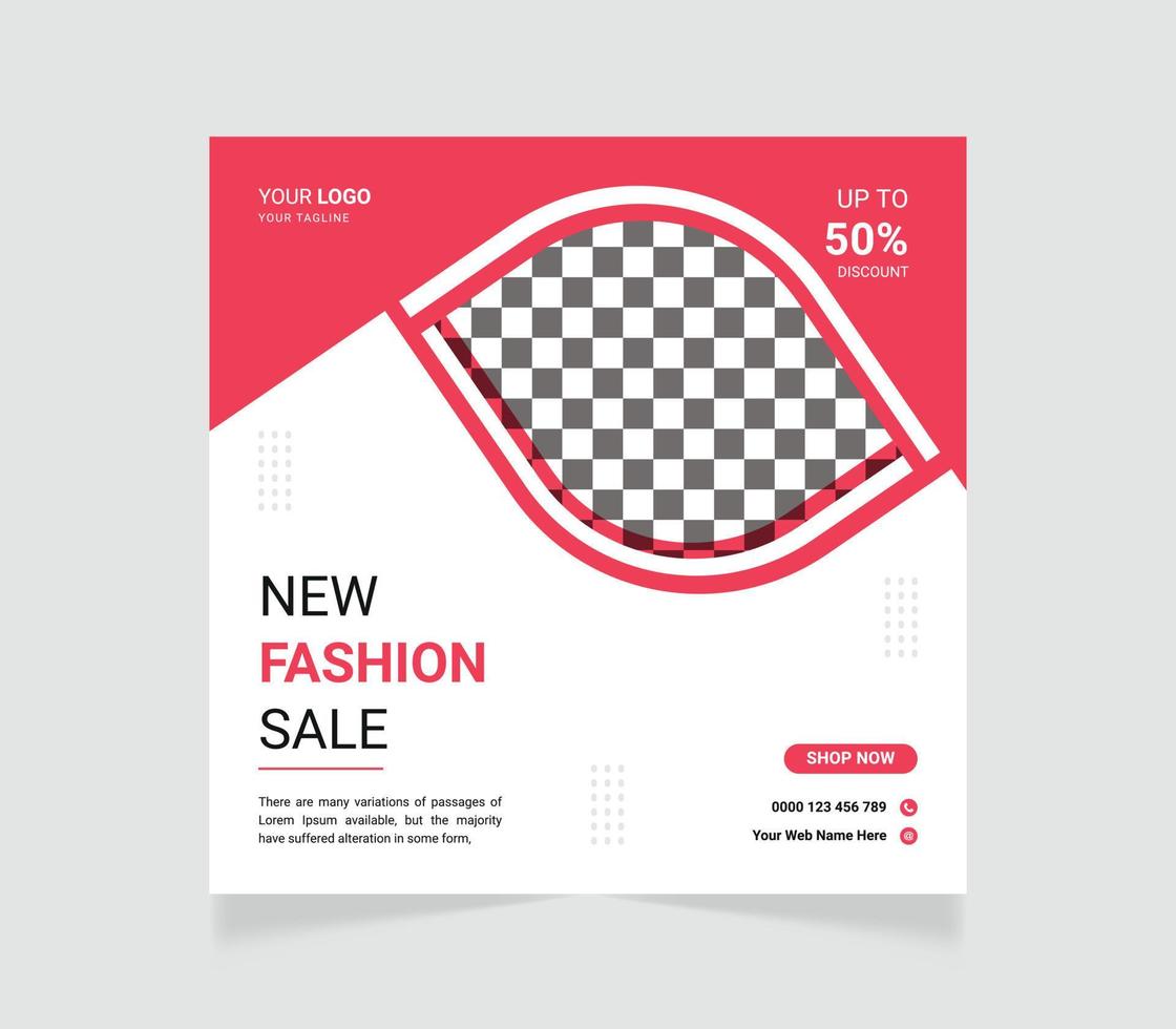 Fashion sale instagram post or social media banner design vector