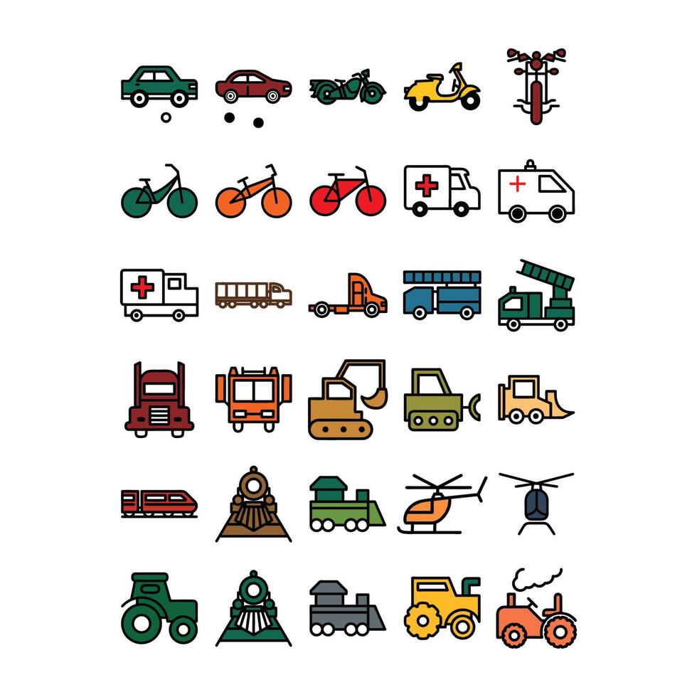 Set of transportation vehicle Free Vector