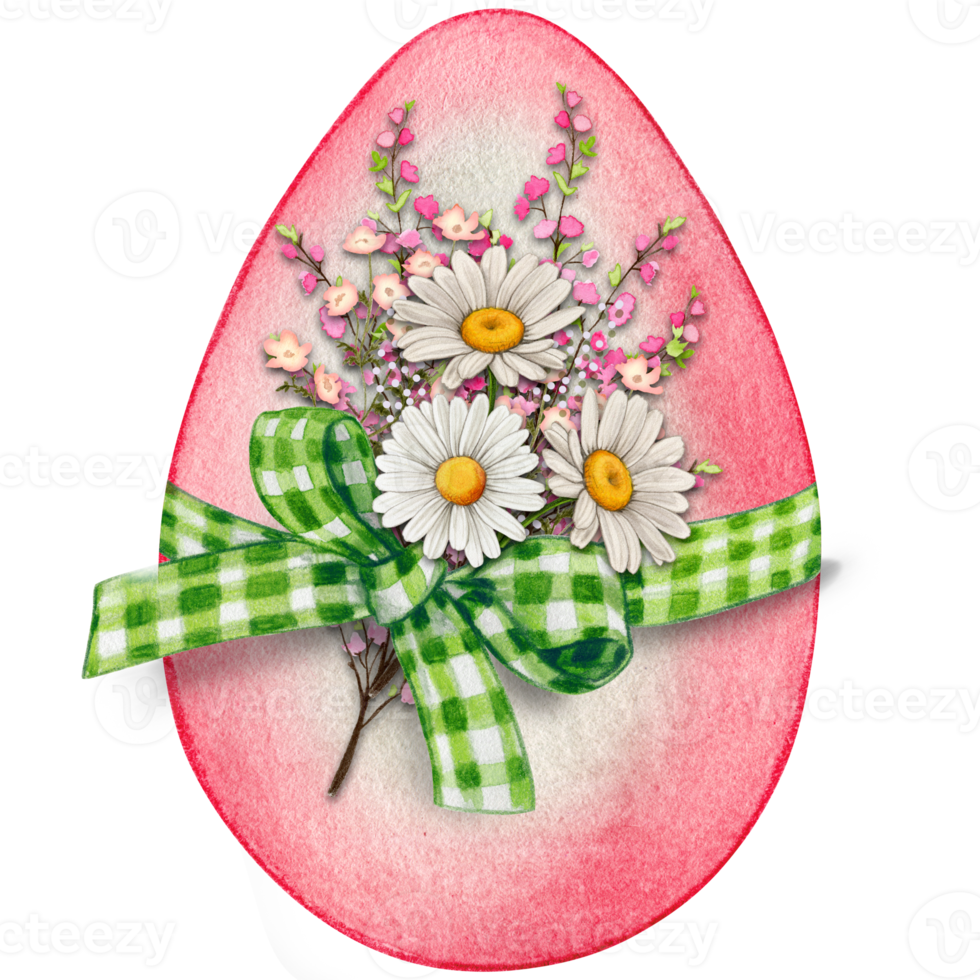 Watercolor cute decorated easter egg png