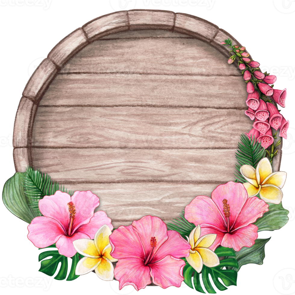 watercolor tropical summer frame png