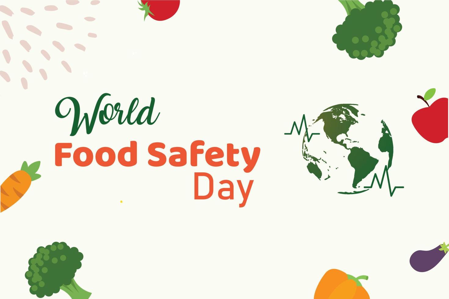 Colorful Fruits World Food Safety Day Greeting Card. vector
