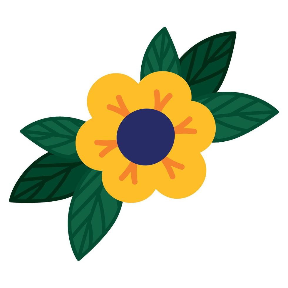 yellow flower with leaves vector