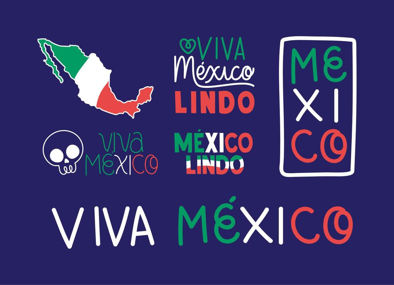 mexico items set vector