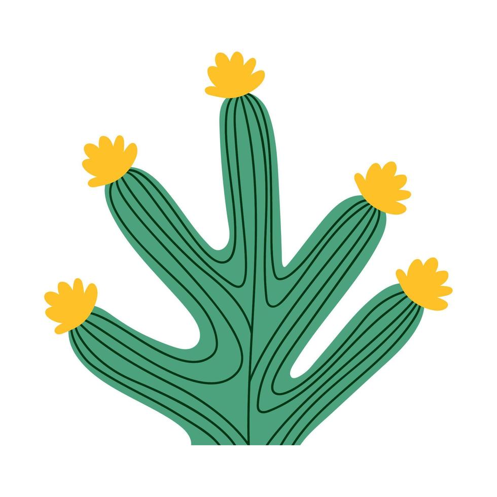 cactus with yellow flowers vector