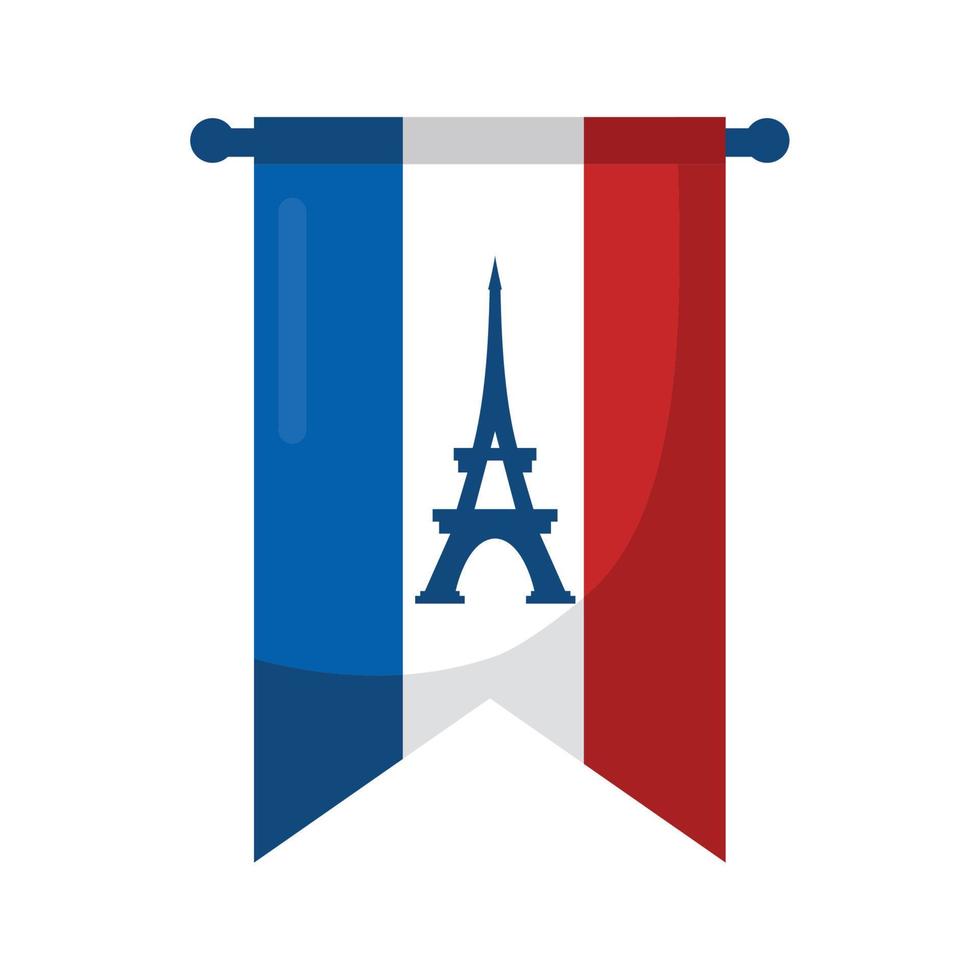 french flag with eiffel tower vector