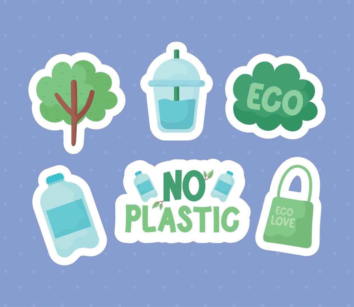 six recycle items vector