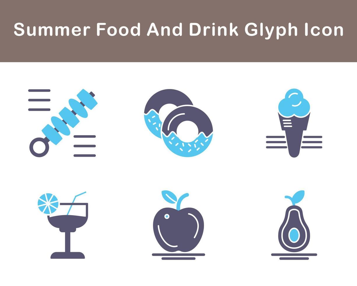 Summer Food And Drink Vector Icon Set