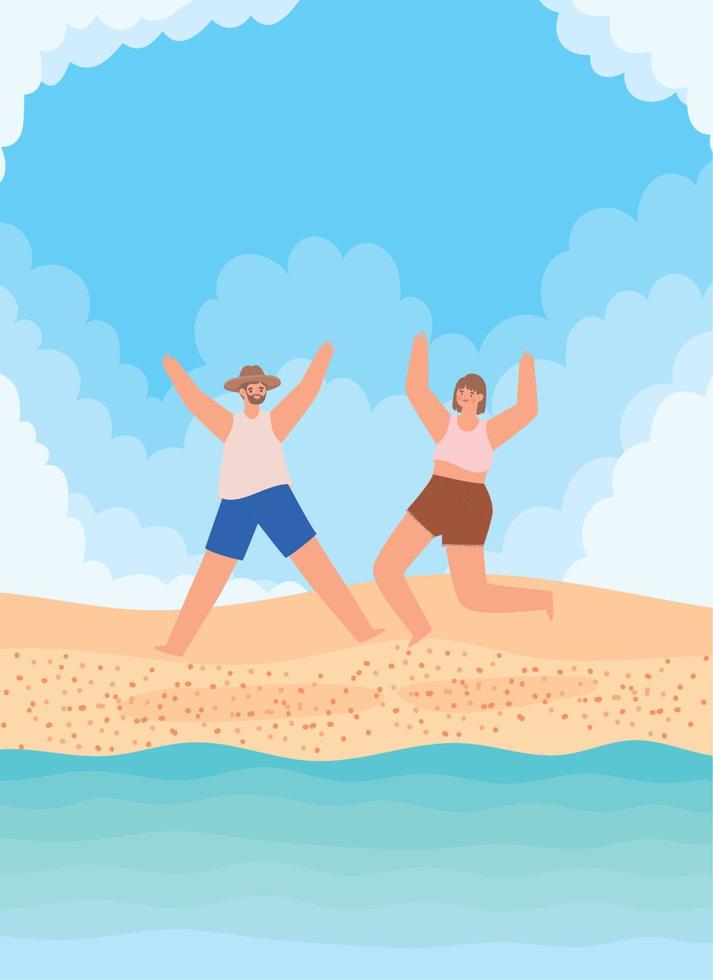 couple in the beach vector