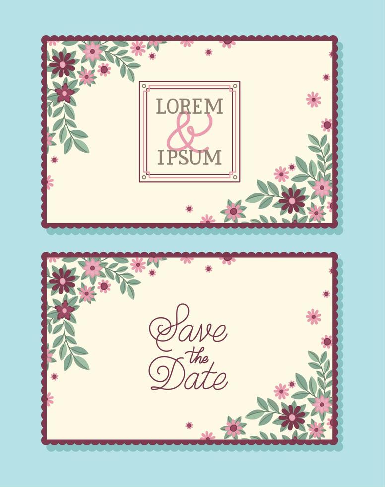 floral wedding invitations cards vector