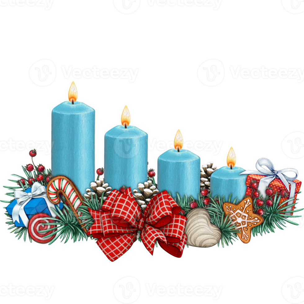 watercolor hand drawn advent candles decoration png