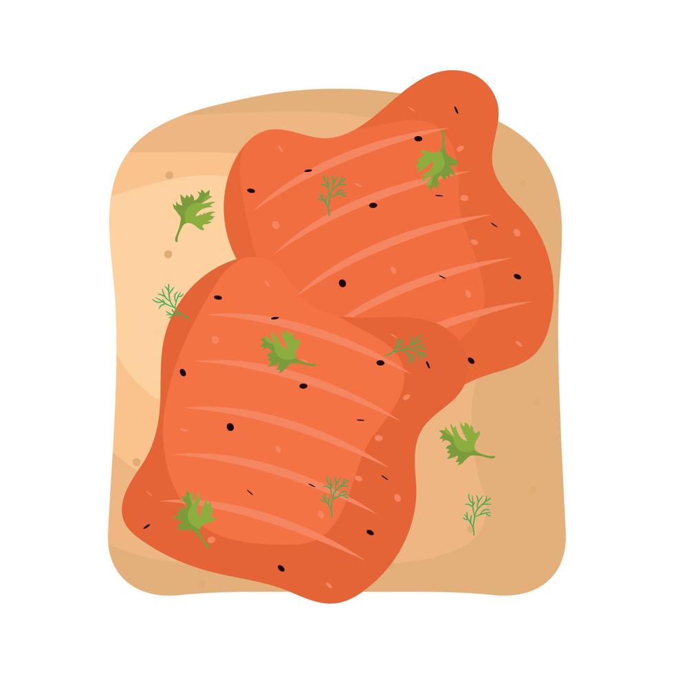 salmon toast design vector