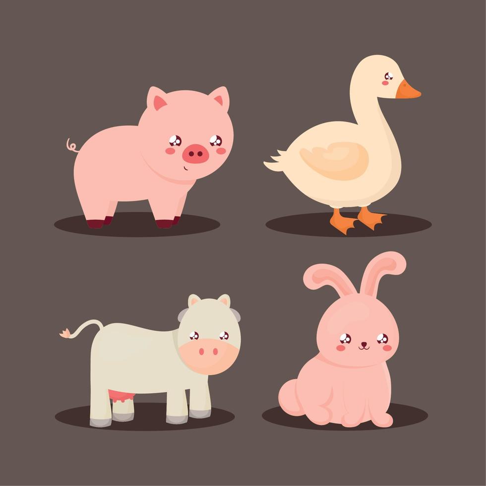 four ranch animals vector