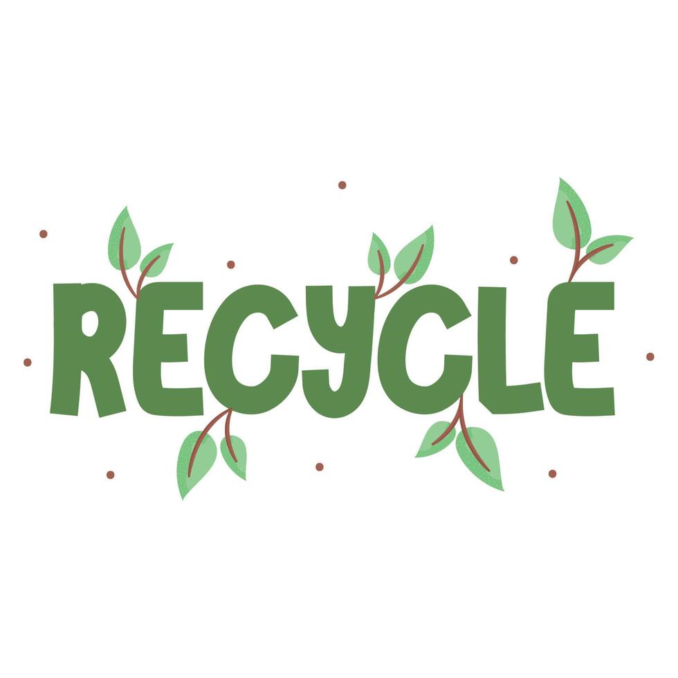 recycle lettering with leaves vector