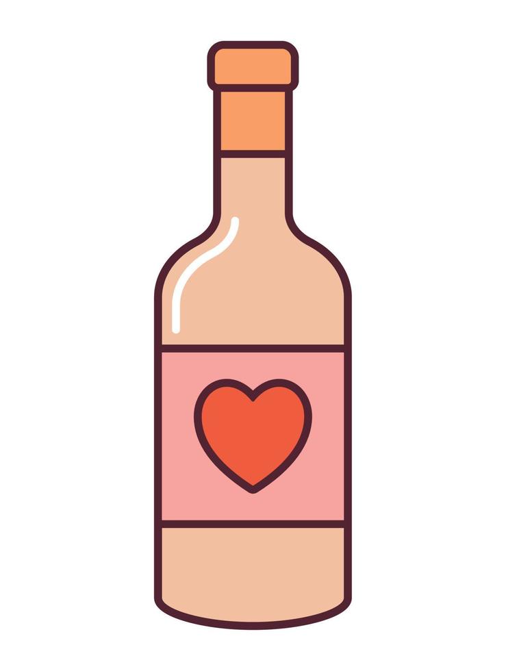 vino botella con corazón vector