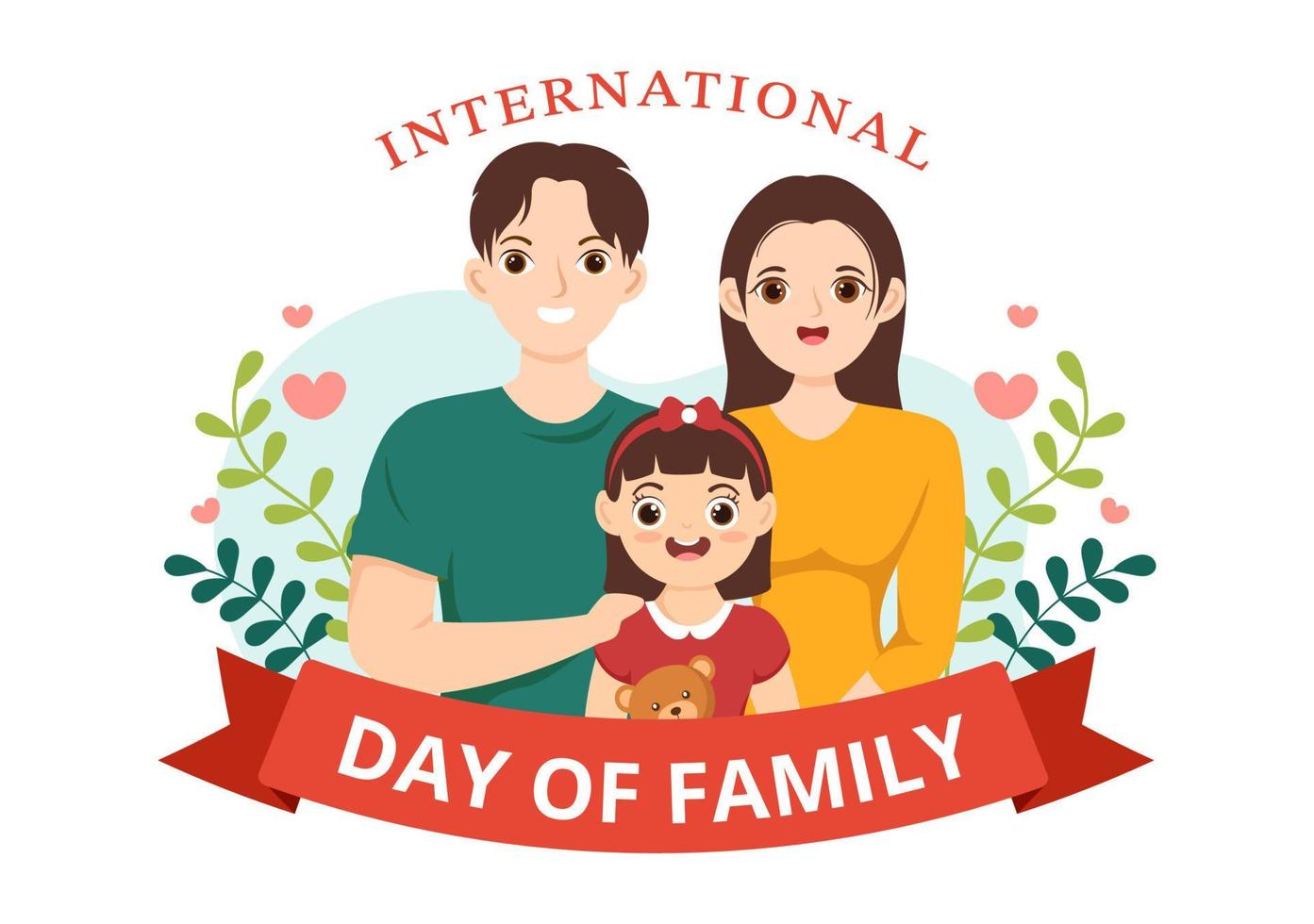 International Day of Family Illustration with Kids, Father and Mother for Web Banner or Landing Page in Flat Cartoon Hand Drawn Templates vector