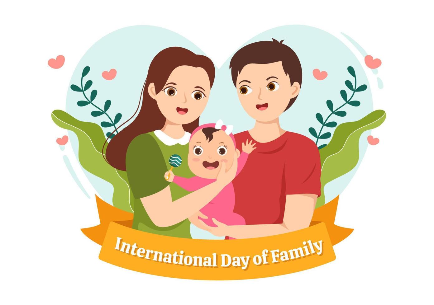 International Day of Family Illustration with Kids, Father and Mother for Web Banner or Landing Page in Flat Cartoon Hand Drawn Templates vector