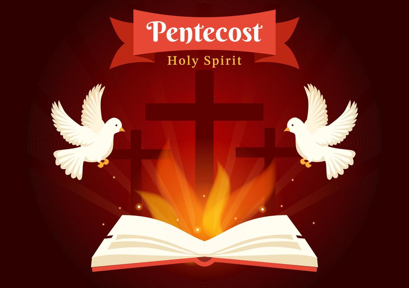 Pentecost Sunday Illustration with Flame and Holy Spirit Dove in ...