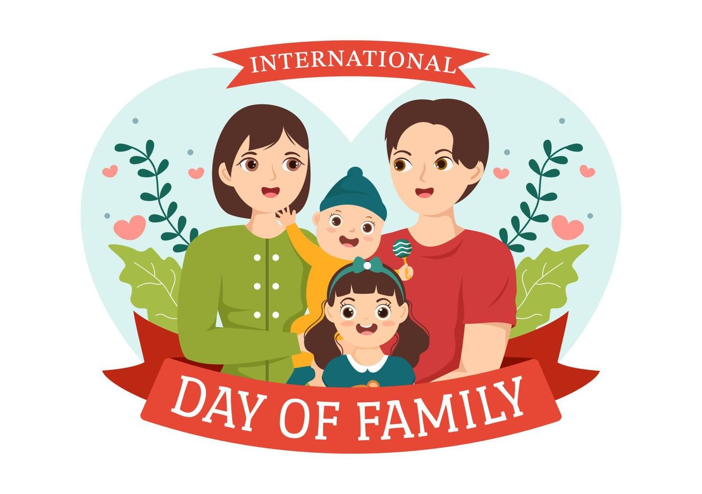 International Day of Family Illustration with Kids, Father and Mother for Web Banner or Landing Page in Flat Cartoon Hand Drawn Templates vector