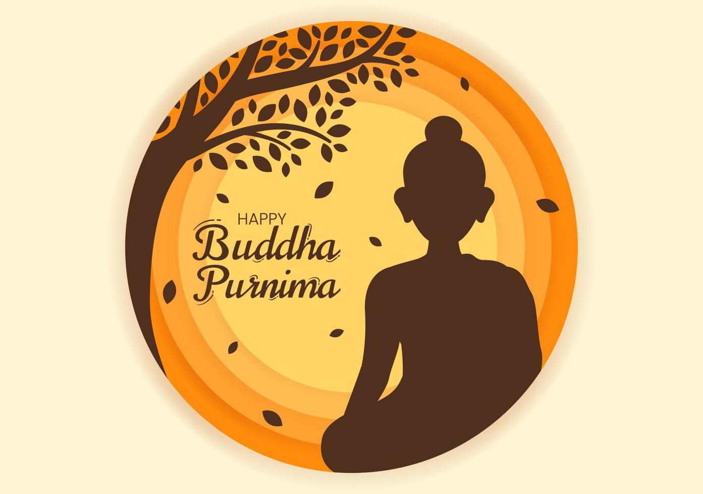 Happy Buddha Purnima Illustration with Vesak Day or Indian Festival to Spiritual in Flat Cartoon Hand Drawn for Web Banner or Landing Page Templates vector