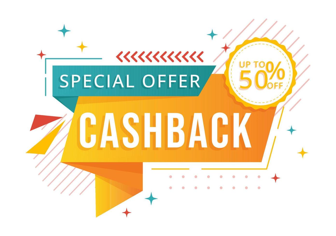 Cashback Illustration with Financial Payment to Money Cash Back Service for a Buyer in Flat Cartoon Hand Drawn for Landing Page Templates vector