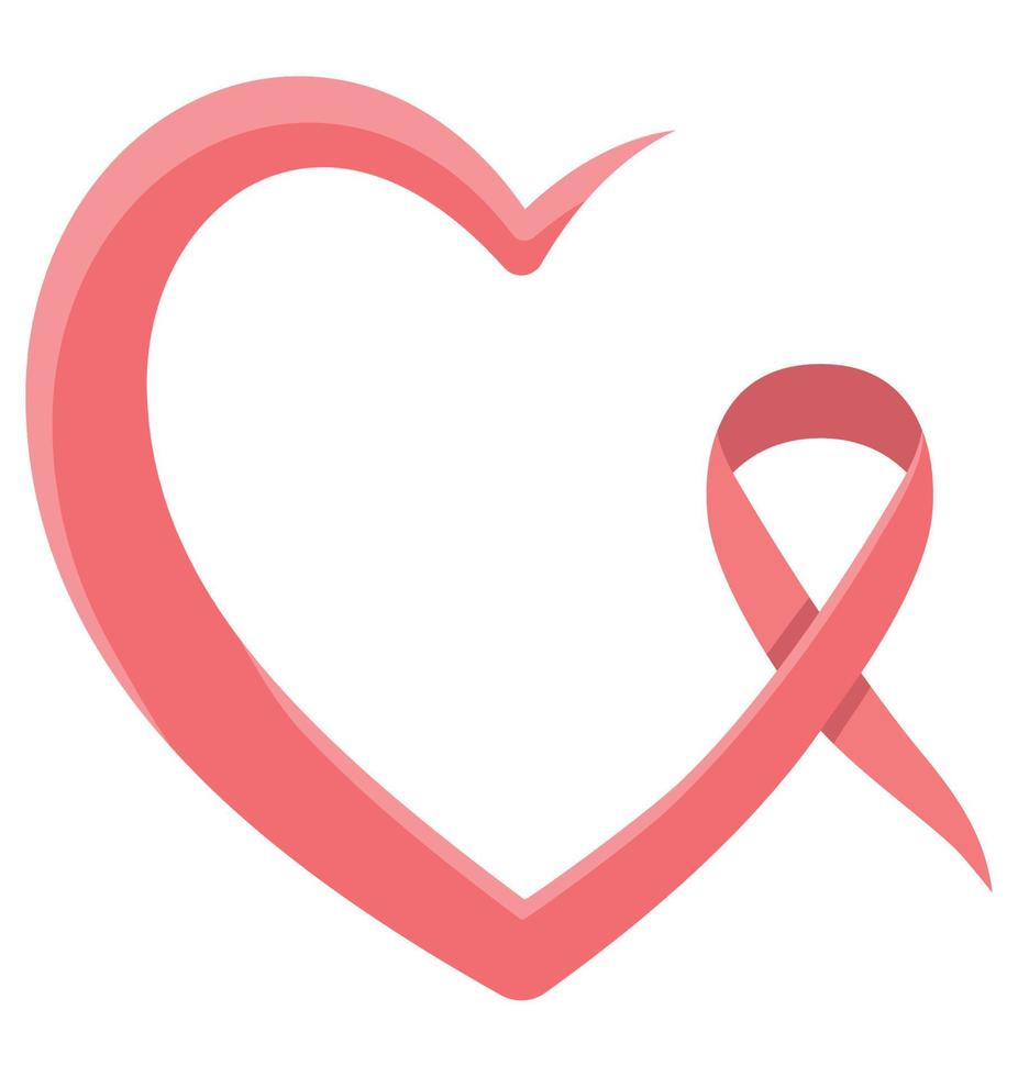 breast cancer ribbon in heart shape vector