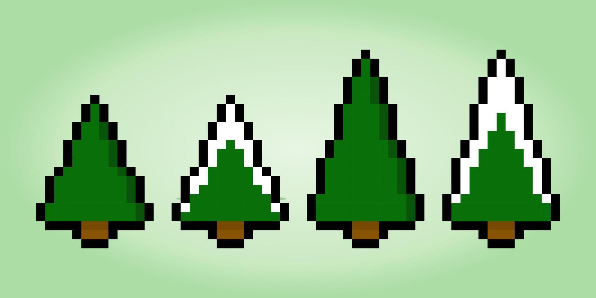 8 bit pixel pine tree. vector illustrations for game assets and cross stitch patterns.