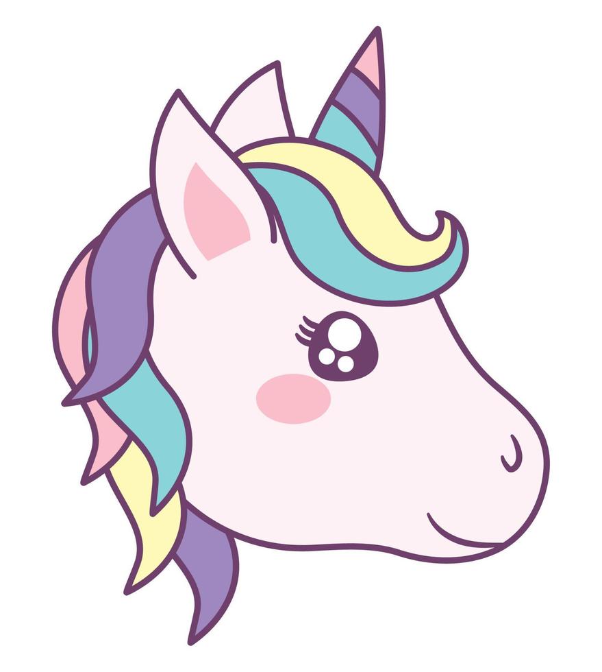 adorable unicorn face vector