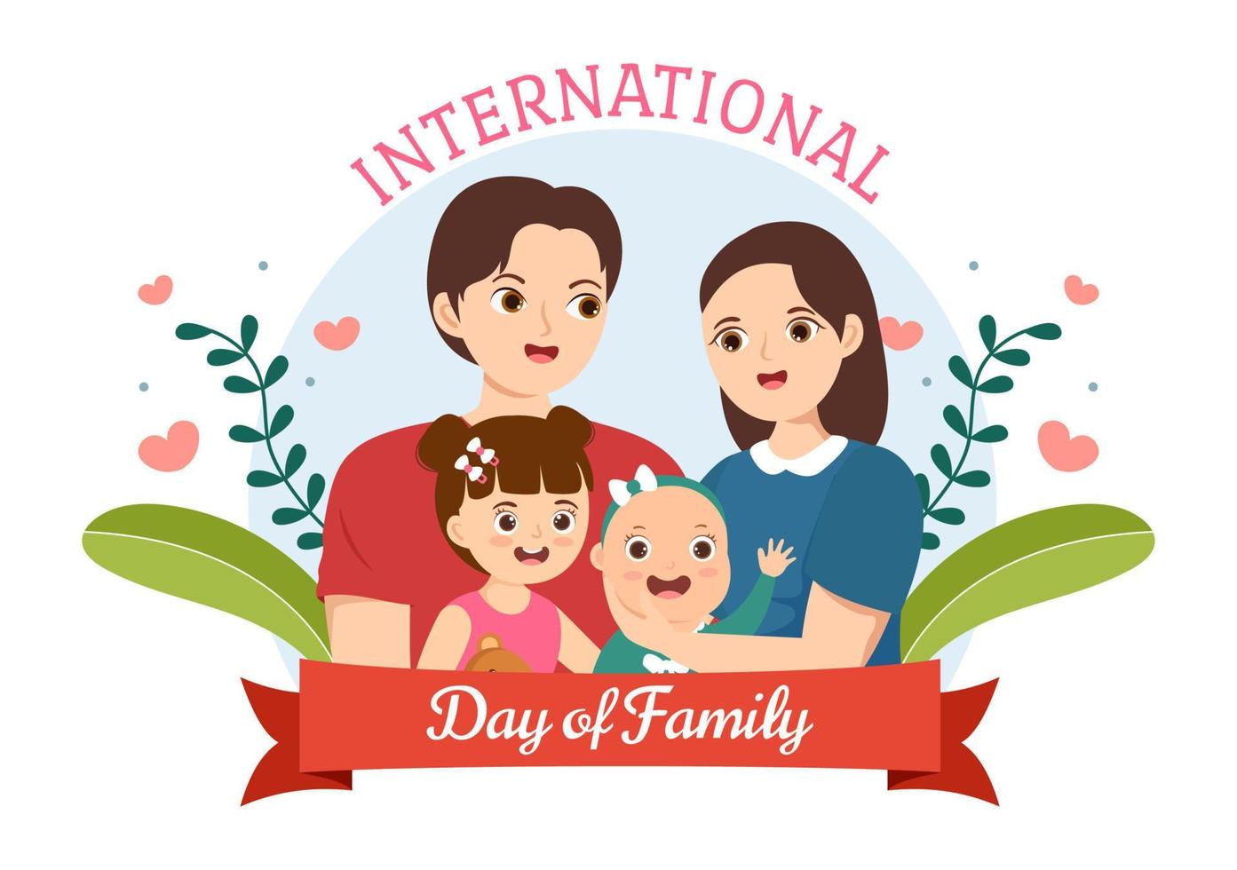 International Day of Family Illustration with Kids, Father and Mother for Web Banner or Landing Page in Flat Cartoon Hand Drawn Templates vector