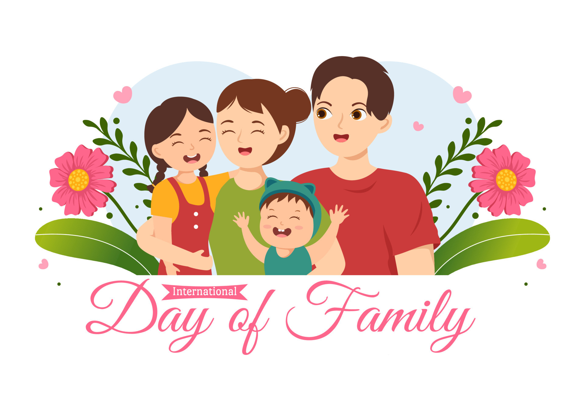 internacional día de familia ilustración con niños, padre y madre para web bandera o aterrizaje