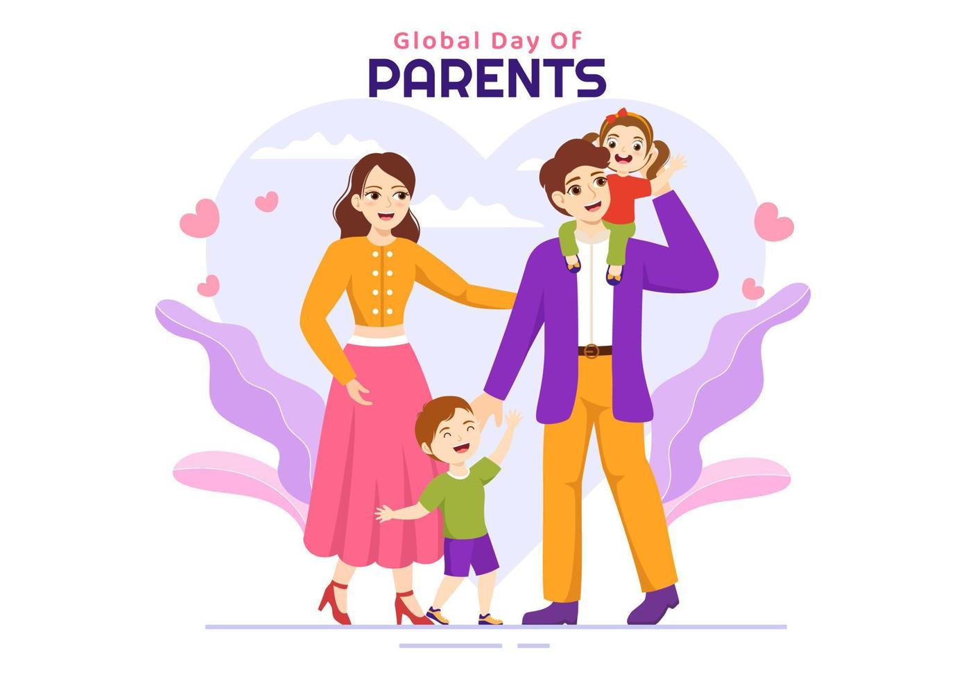 Global Day of Parents Illustration with Importance of Being a Parenthood and its Role in Kids in Flat Cartoon Hand Drawn for Landing Page Template vector