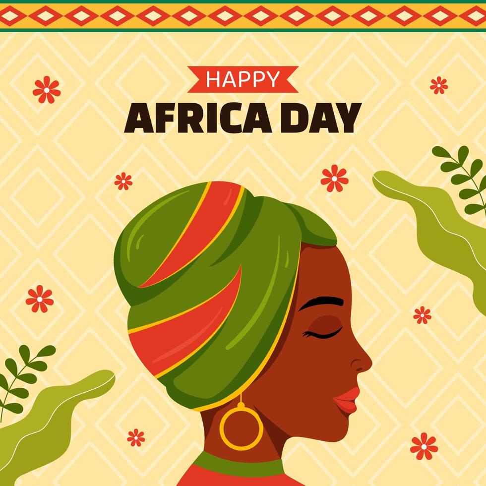 Happy Africa Day Social Media Background Illustration Cartoon Hand Drawn Templates vector