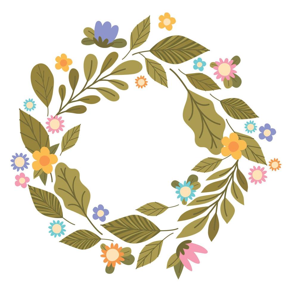 colored flower wreath vector