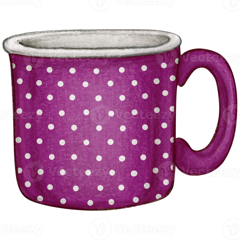 Watercolor hand drawn enamel mug png