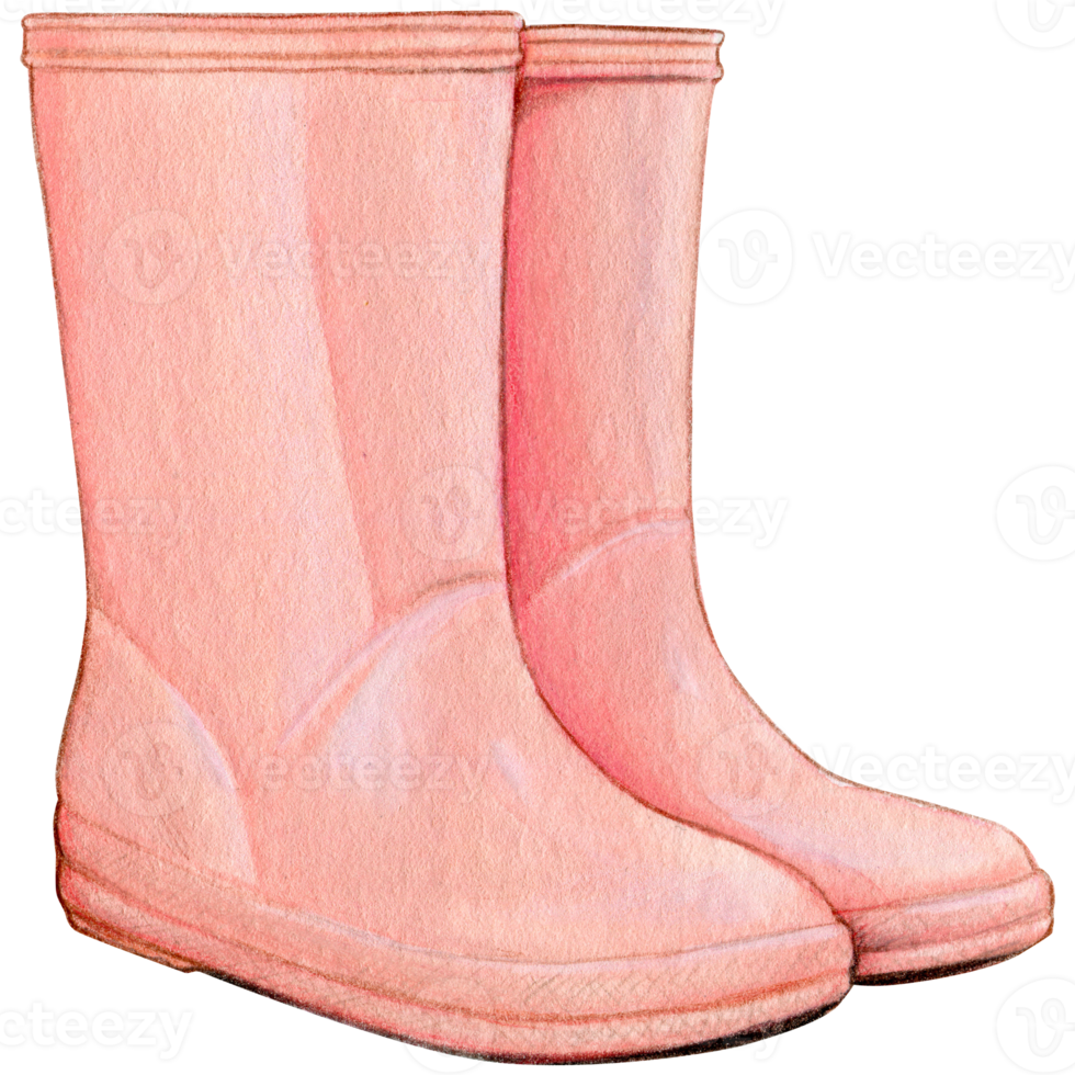 watercolor hand drawn cute rain boots png