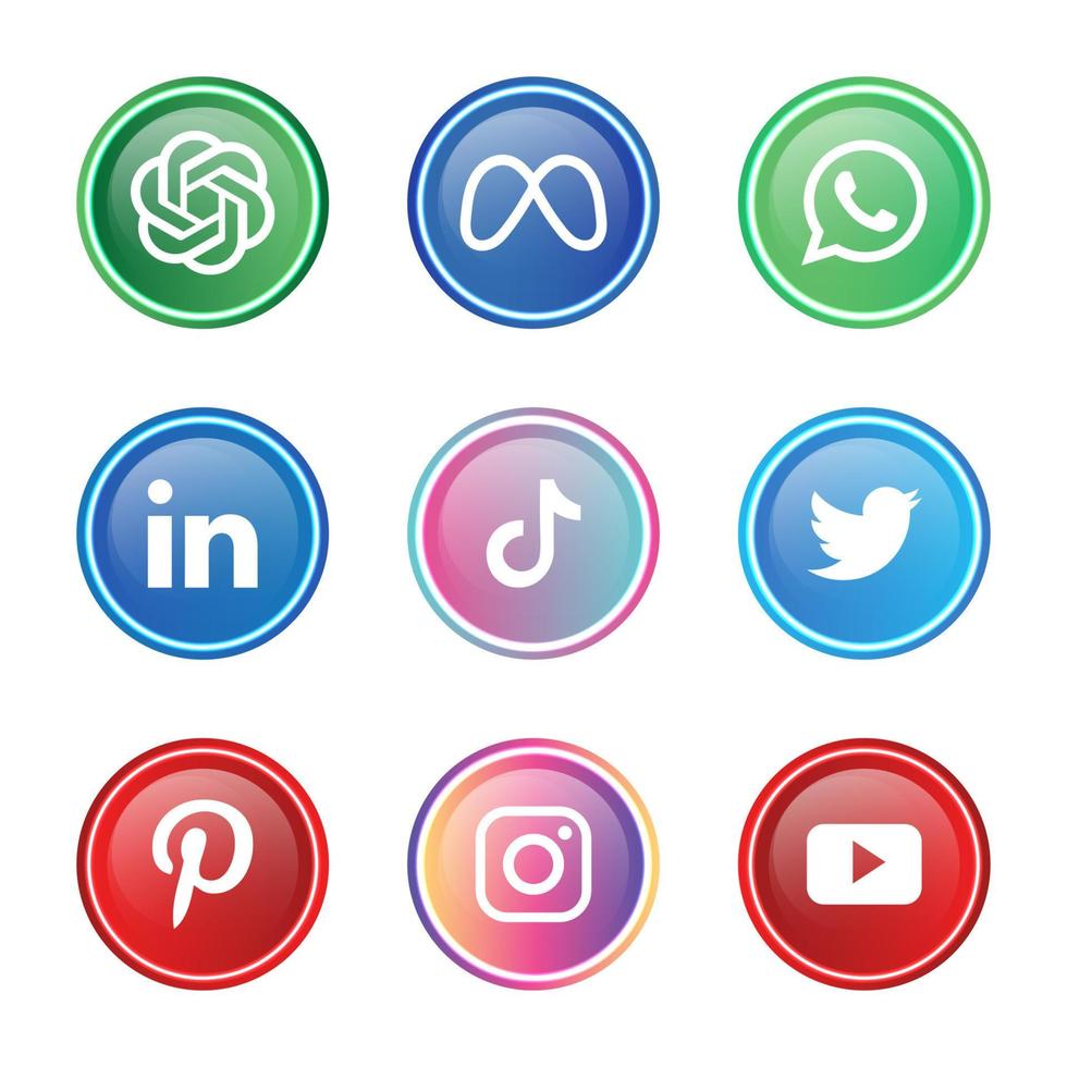 en línea tecnología social medios de comunicación icono conjunto vector