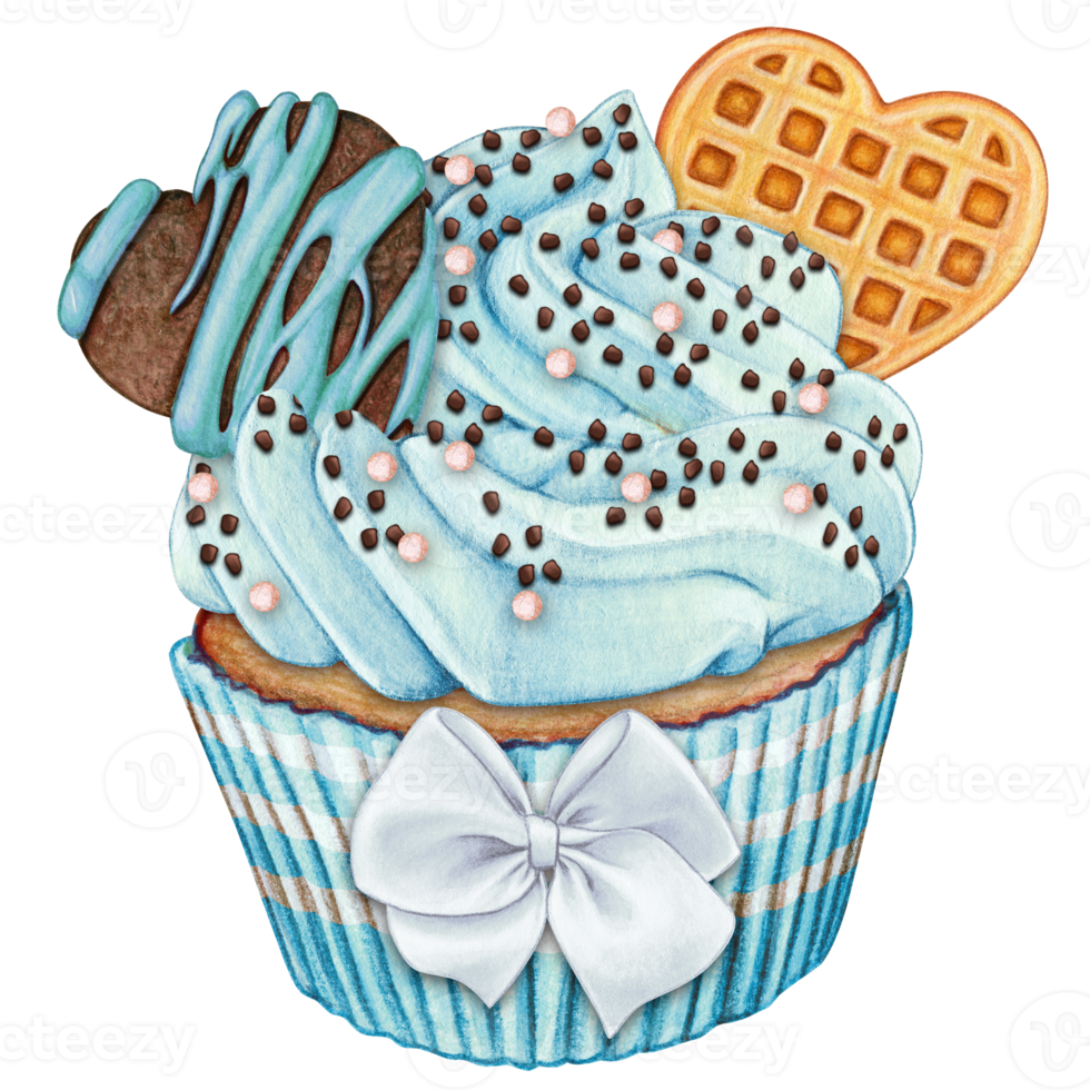 watercolor hand drawn cupcake png