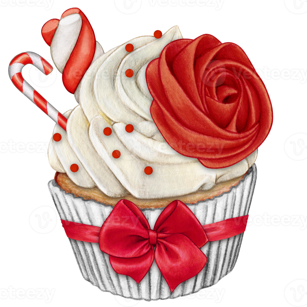 watercolor hand drawn cupcake png