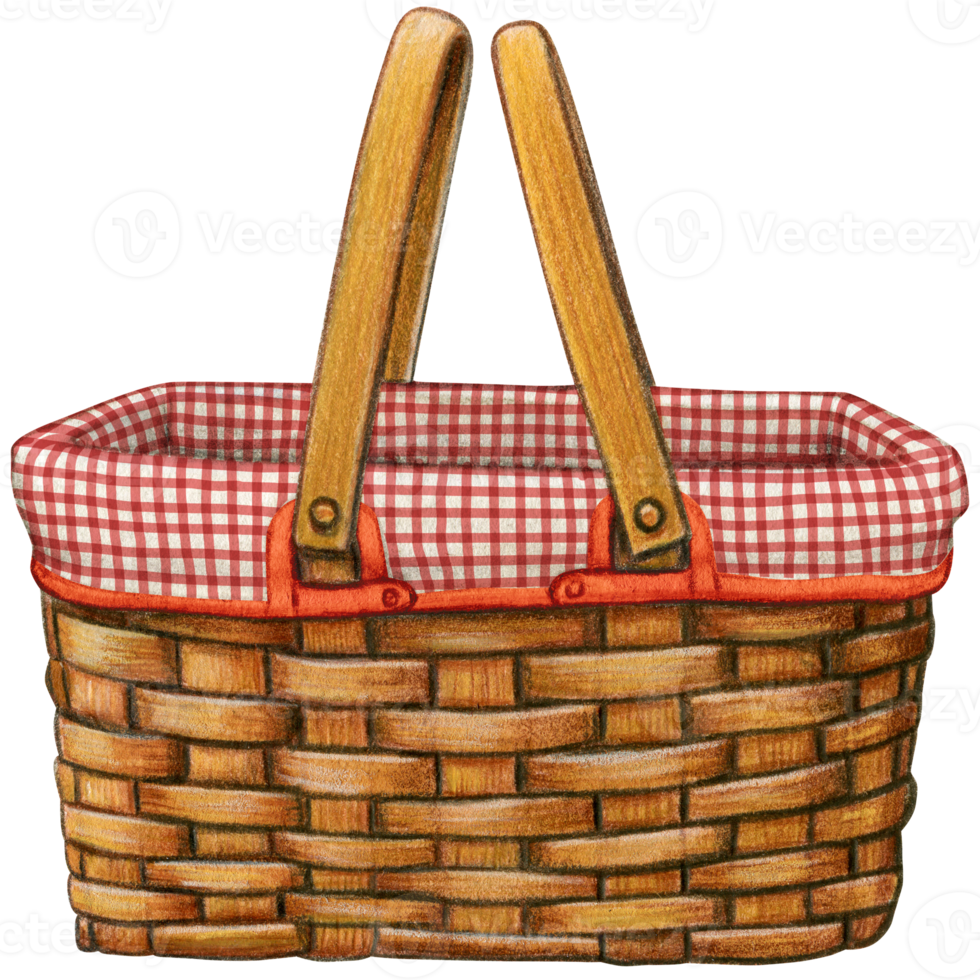 waterverf hand- getrokken picknick mand png