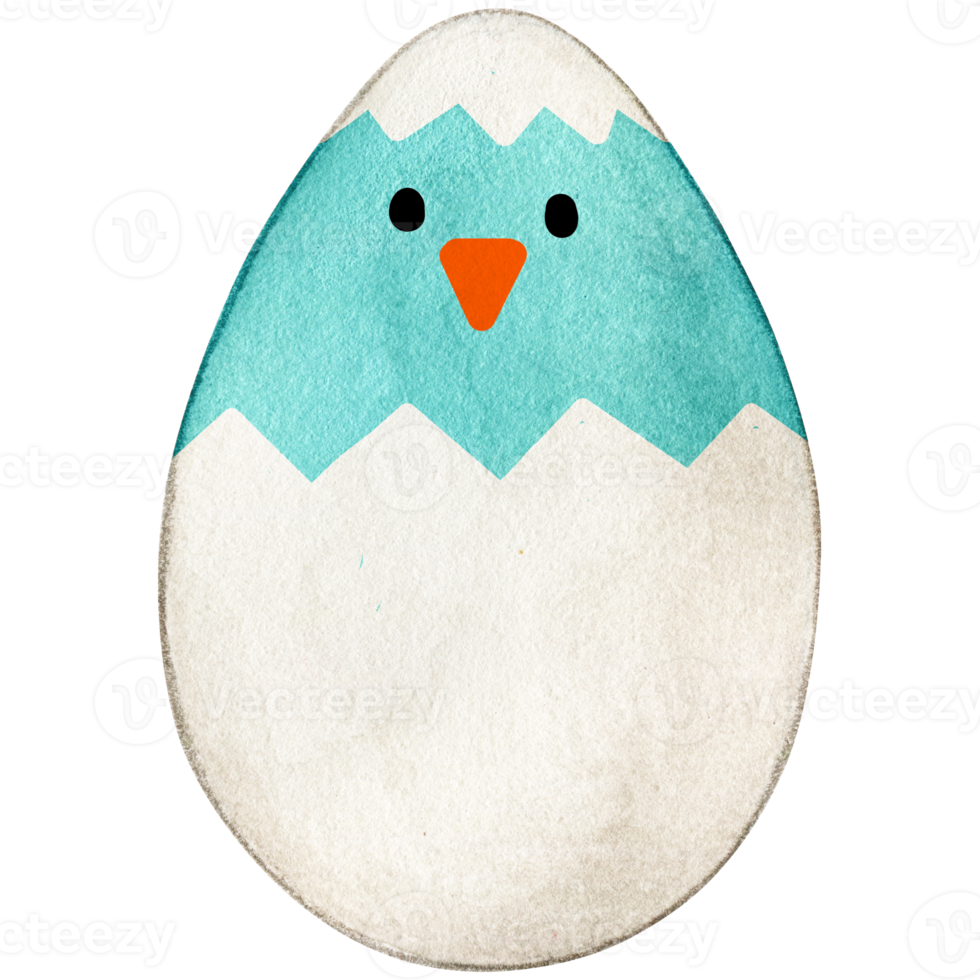 Watercolor cute decorated easter egg png