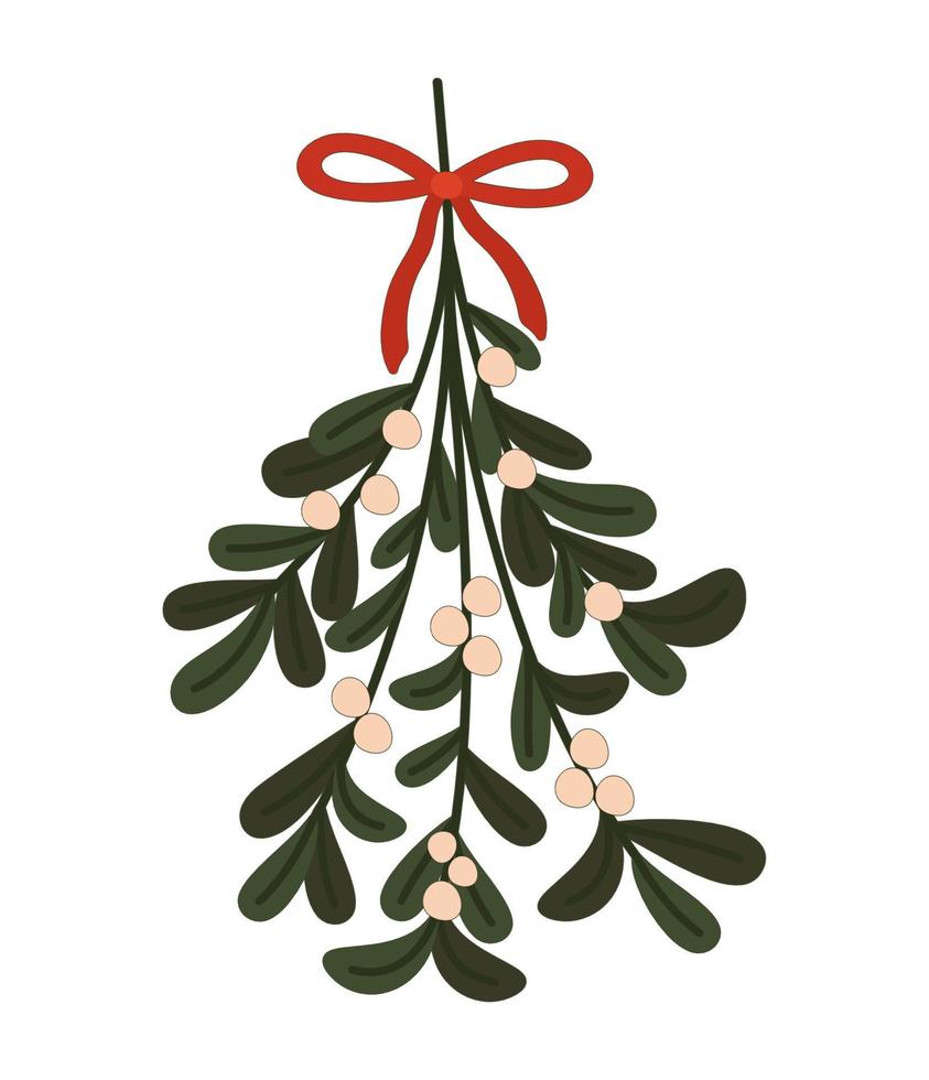 christmas mistletoe hanging vector